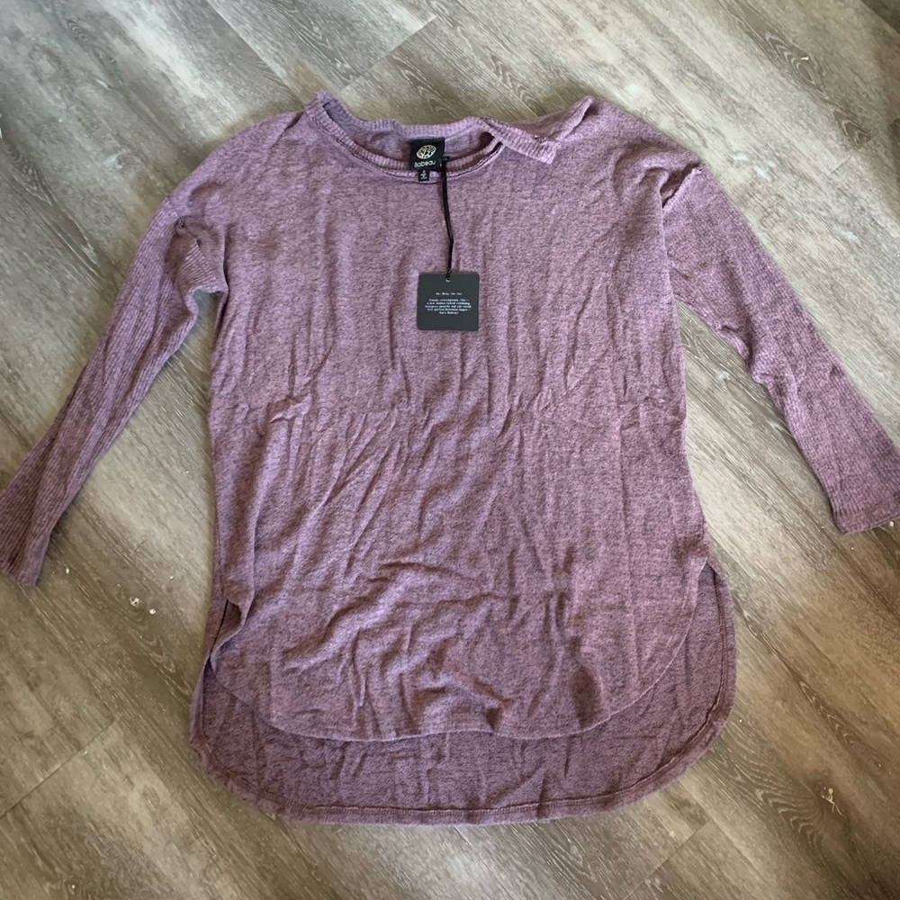 Bobeau Ladies' S L/S Fuzzy Top - Purple